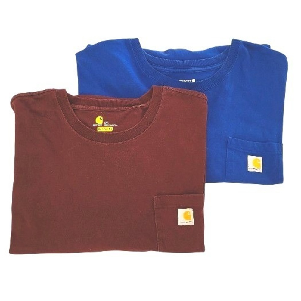 Carhartt Bundle of 2 Loose Fit Work T-Shirts Blue Burgundy Big Tall Men's 5 XL